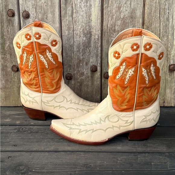 Rare Vintage Old Gringo Butterfly Inlay Women’s Cowboy Boots - Picture 2 of 8